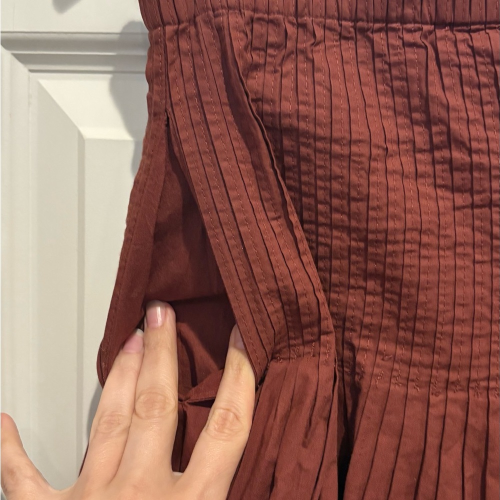 Anthropologie Rust Red A-Line Cotton Skirt - Picture 3 of 8